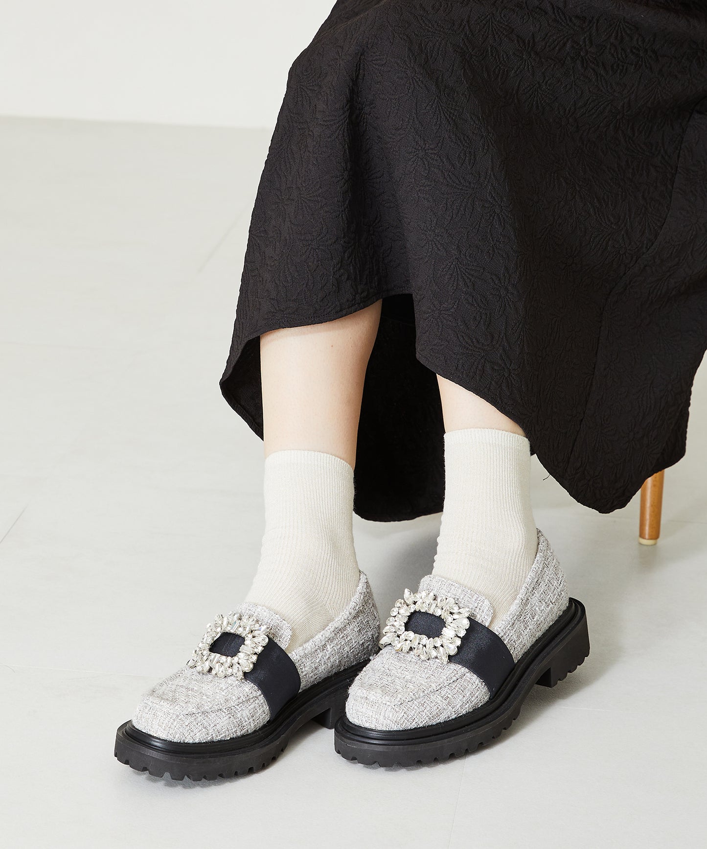 ビジューバックル厚底シューズ/41118