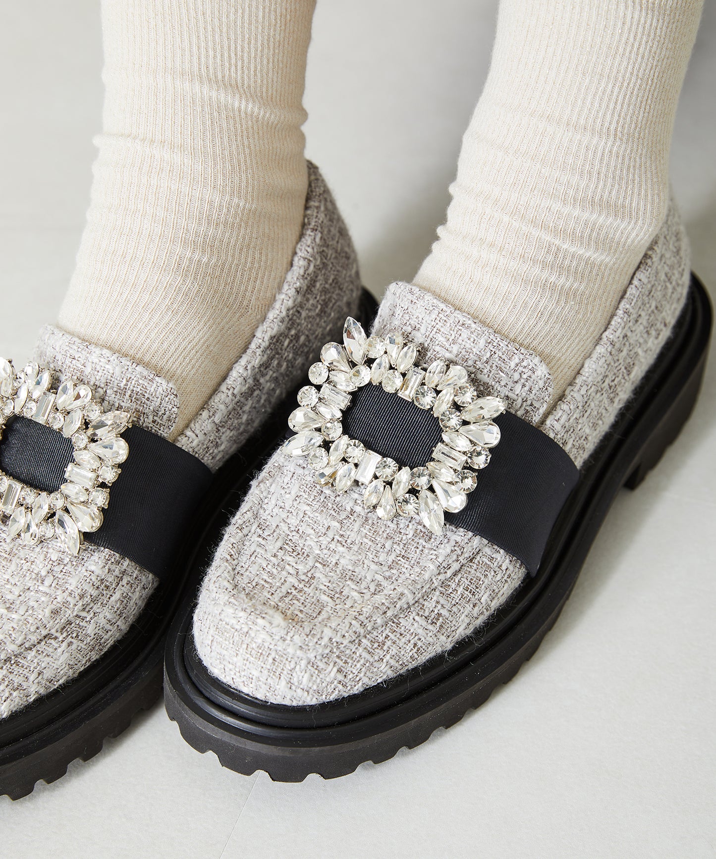 ビジューバックル厚底シューズ/41118