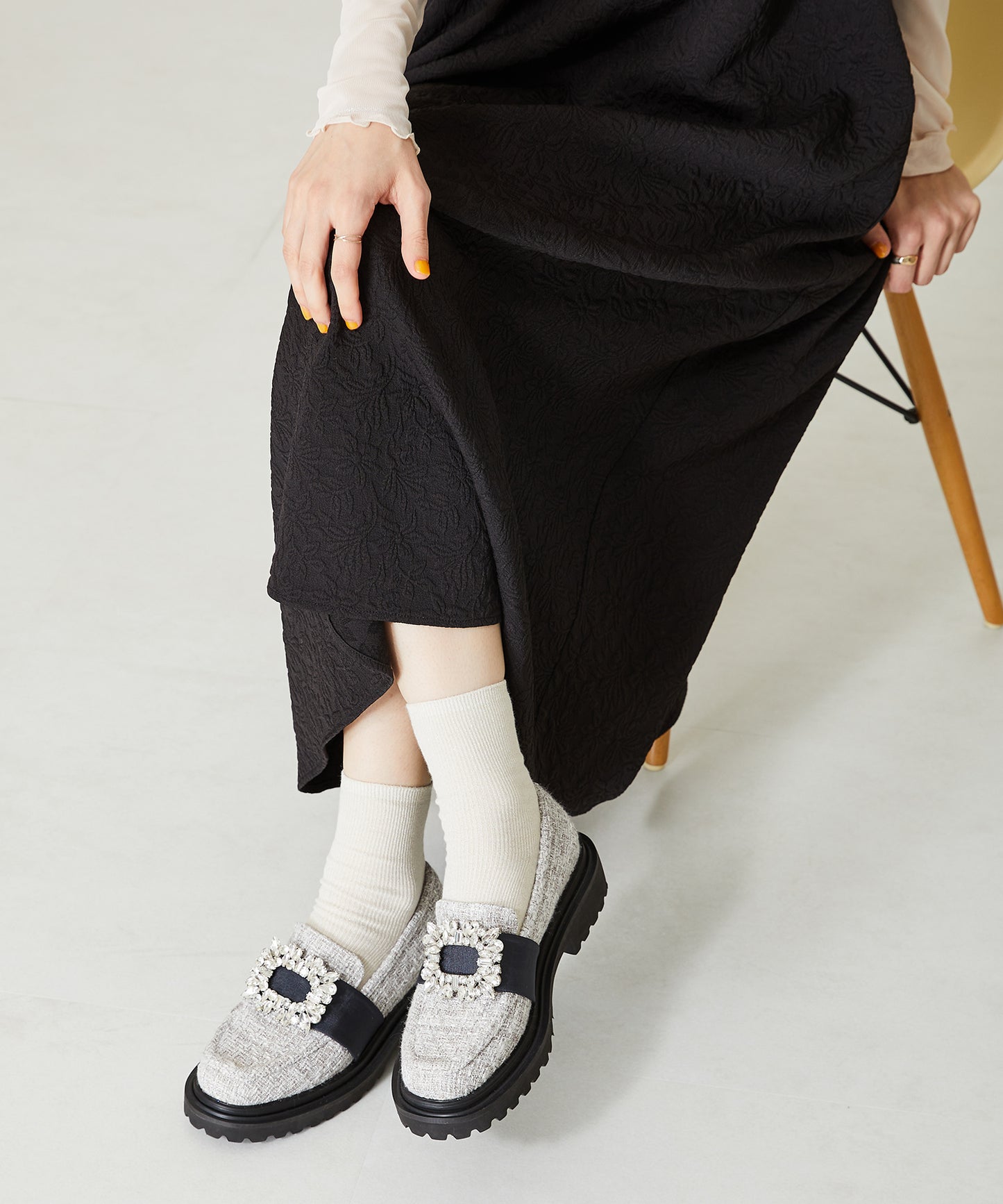 ビジューバックル厚底シューズ/41118