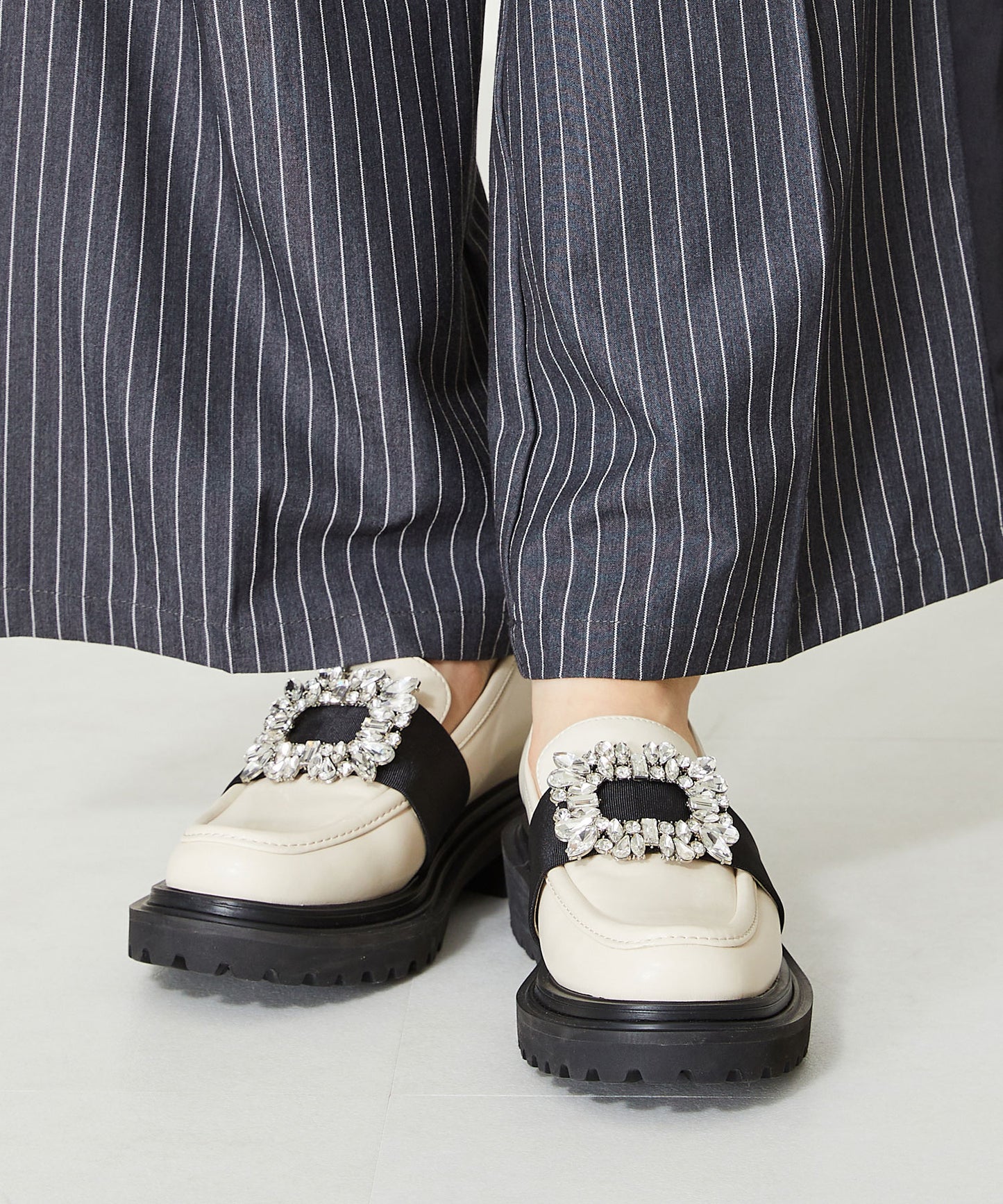 ビジューバックル厚底シューズ/41118