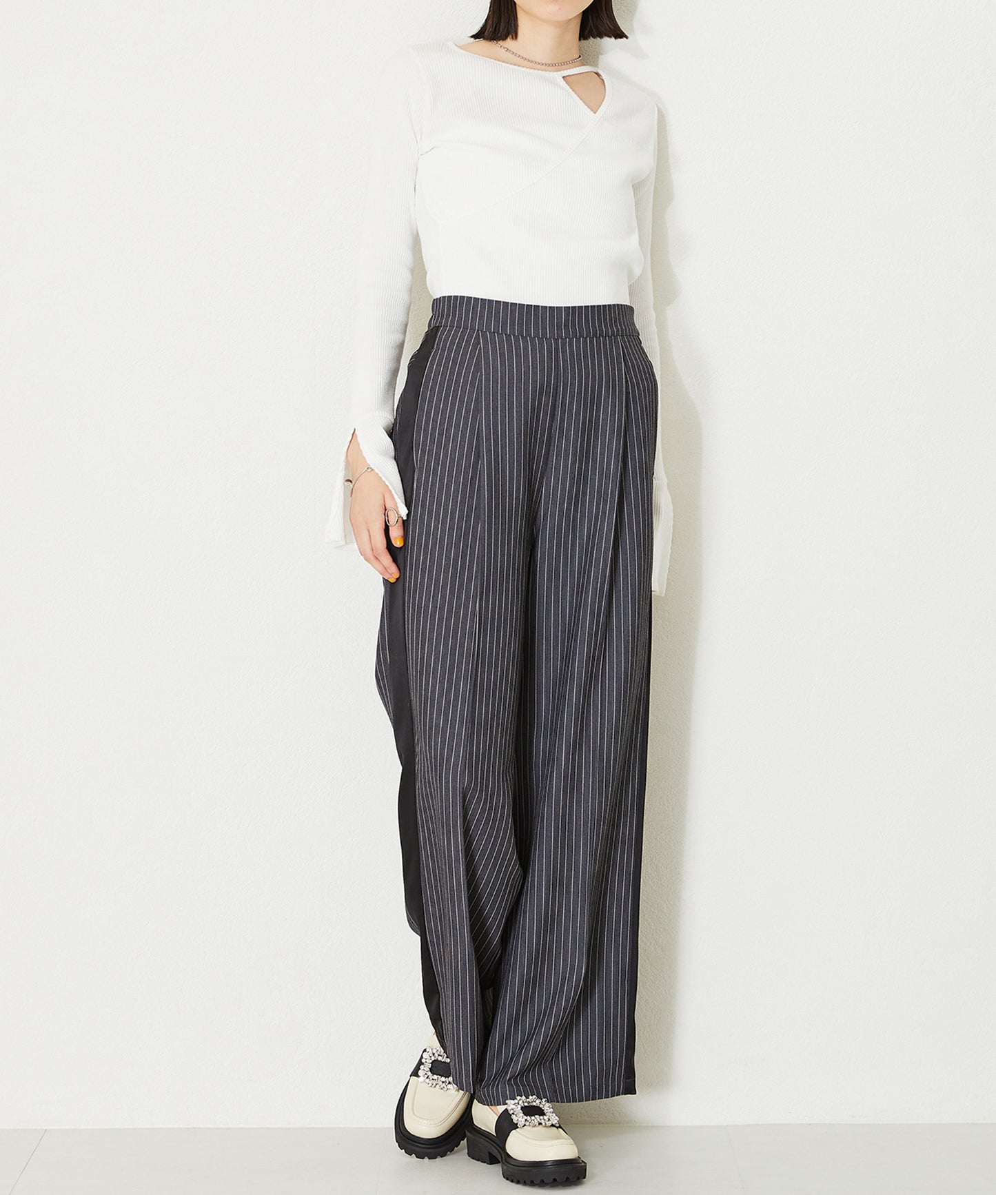 ビジューバックル厚底シューズ/41118