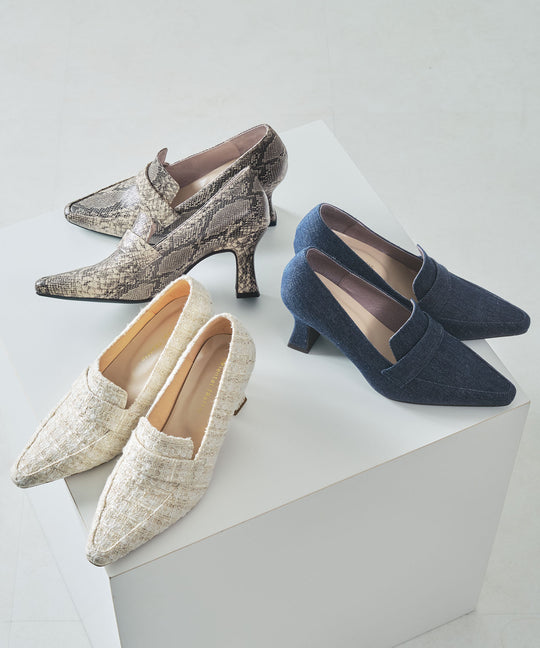 【WEB限定】ポインテッドトゥヒールローファー/41292