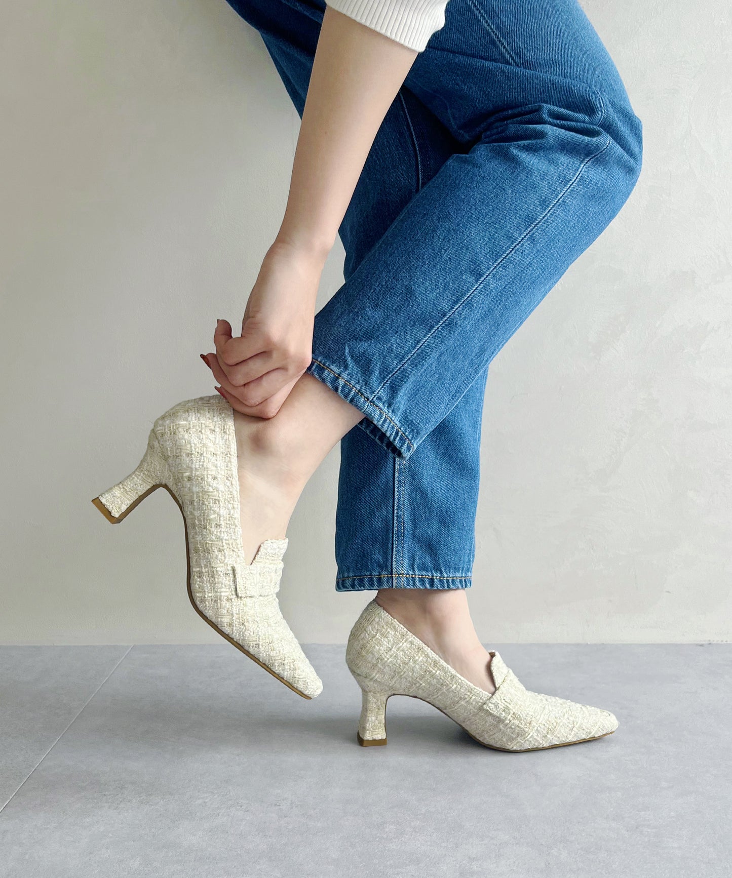 【WEB限定】ポインテッドトゥヒールローファー/41292