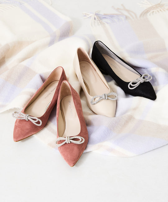 【WEB限定】ビジューリボンフラットパンプス/41310