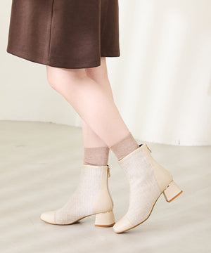 ツイード切替スクエアトゥブーツ/41404