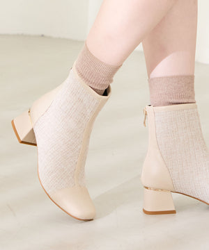 ツイード切替スクエアトゥブーツ/41404