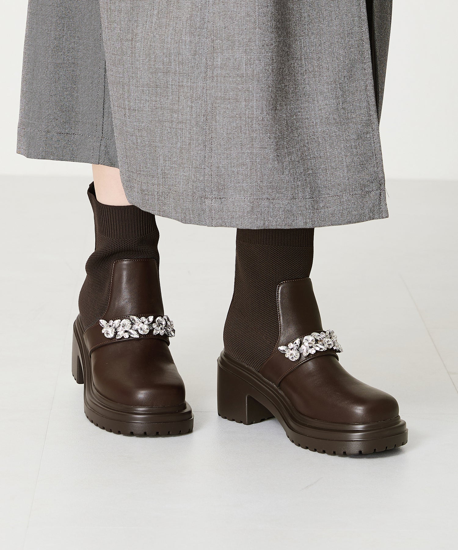 オリエンタルトラフィック（ORiental TRaffic）/ビジューベルトニットドッキングブーツ/41415 ビジューベルトニットドッキングブーツ/41415 – ORIENTALTRAFFIC