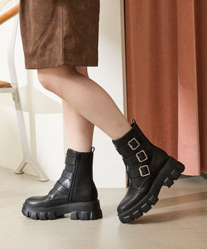 ジップデザインベルトバックルブーツ/41417