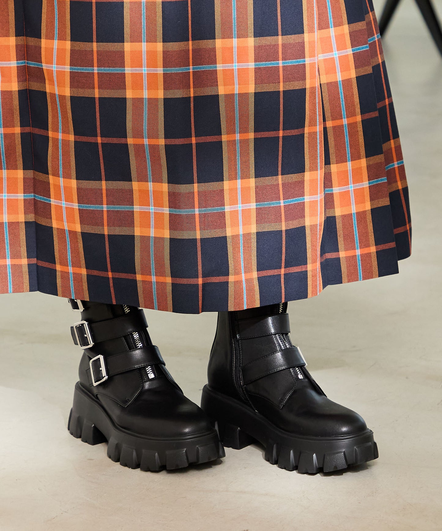 ジップデザインベルトバックルブーツ/41417