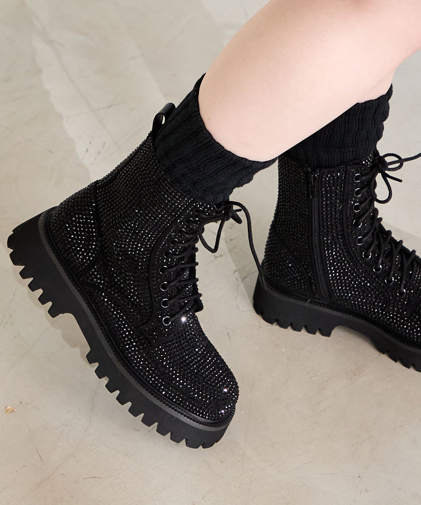 ラインストーンレースアップシューズ/41425