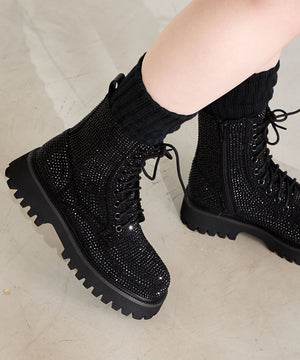 ラインストーンレースアップシューズ/41425