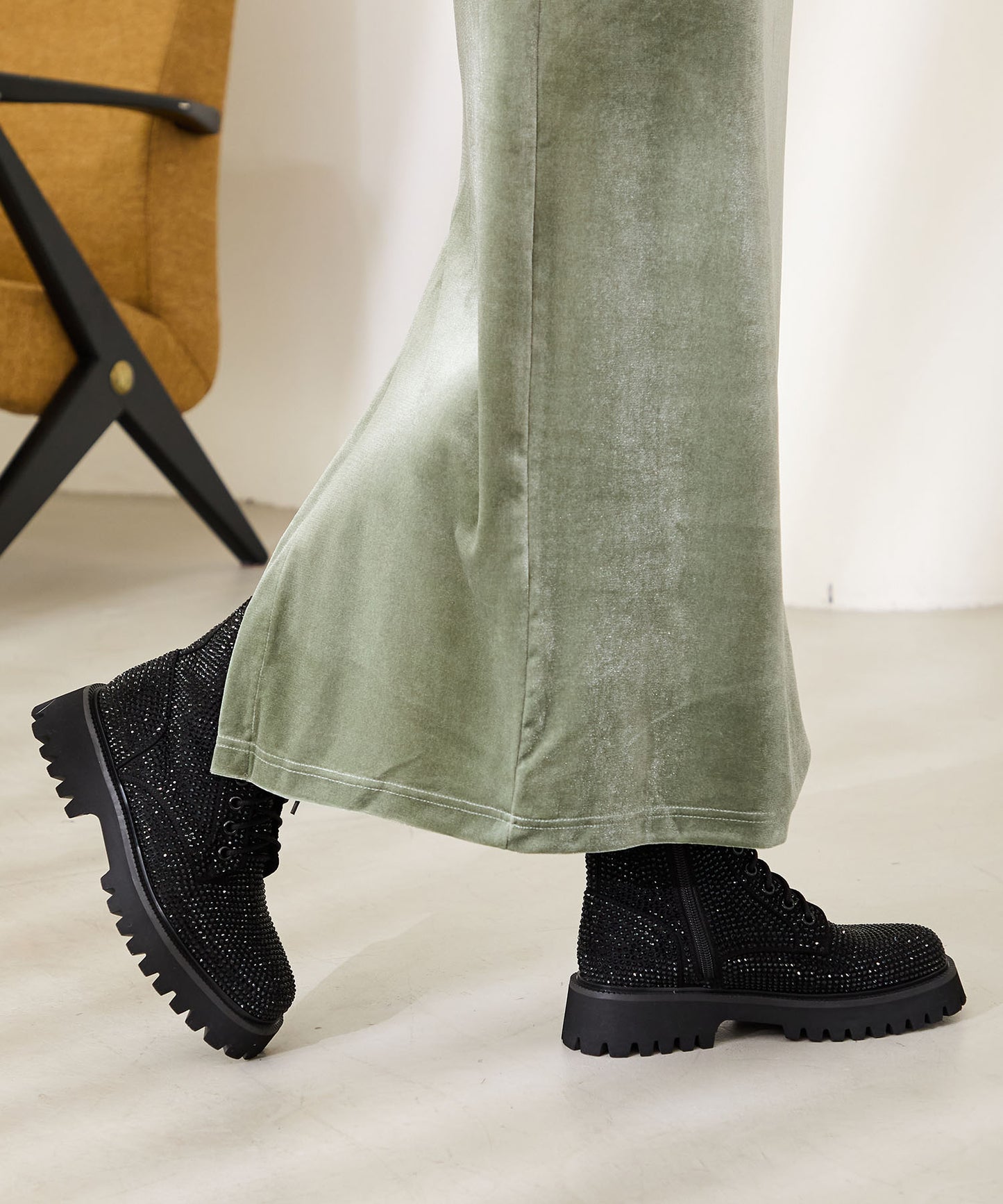 ラインストーンレースアップシューズ/41425