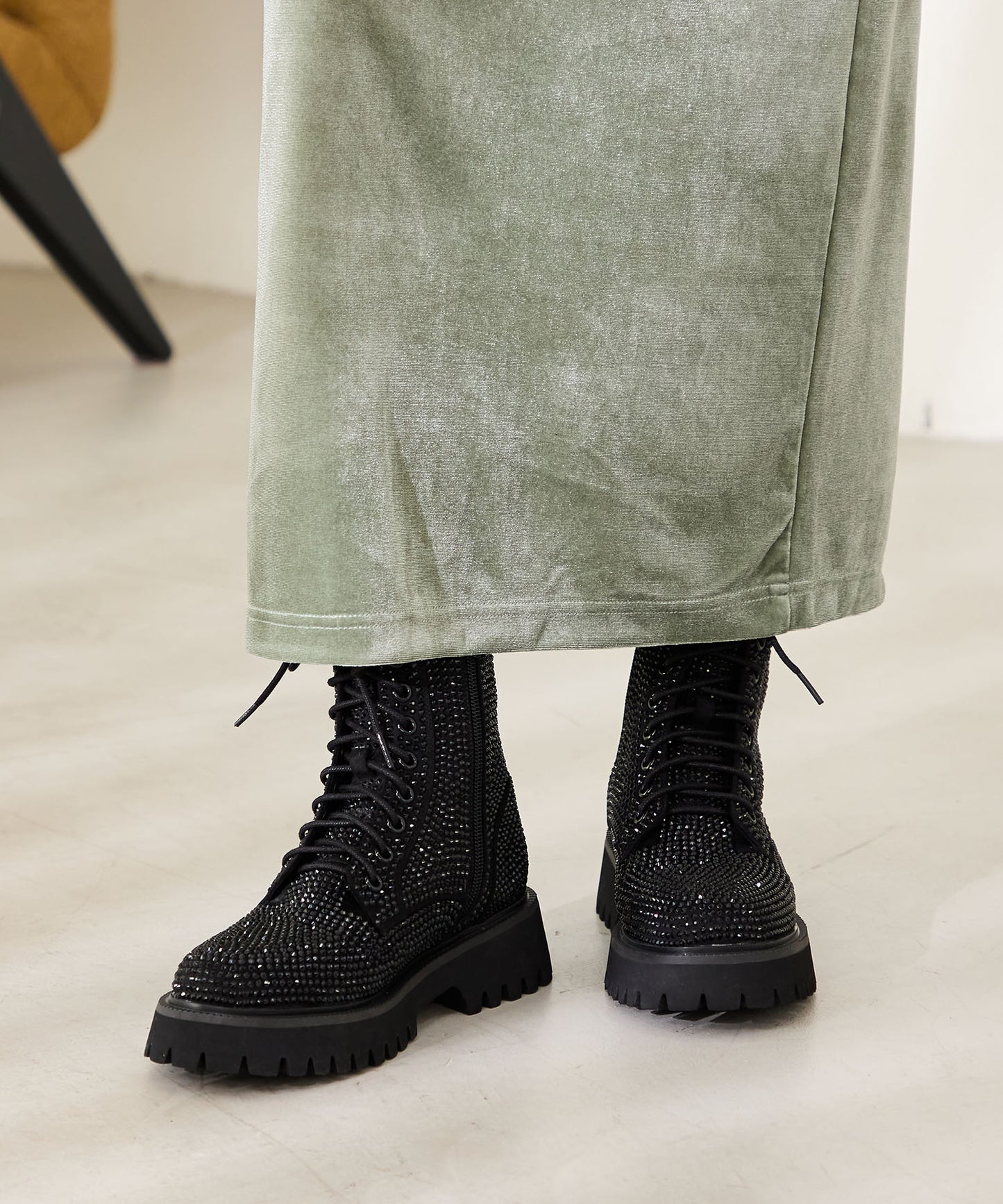 ラインストーンレースアップシューズ/41425