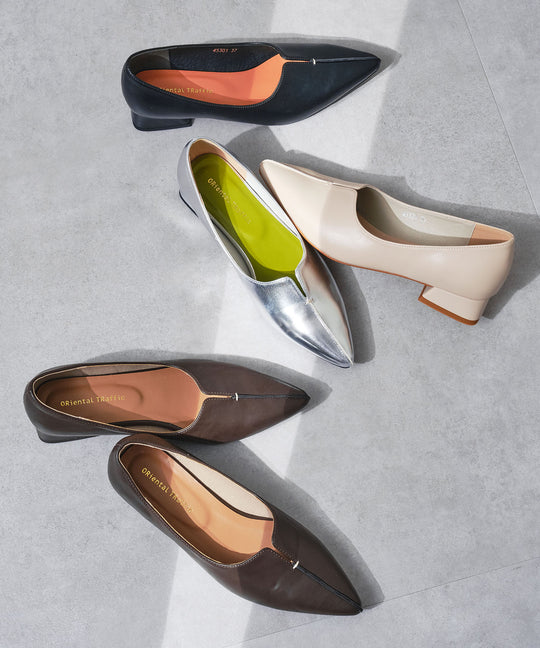 【WEB限定/新色追加】フレアヒールポインテッドトゥパンプス/45301