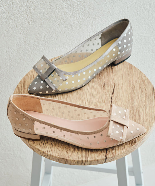 ドットチュールリボンフラットパンプス/51123