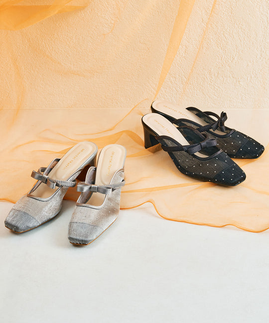 リボンベルトラインストーンシアーミュール/51124