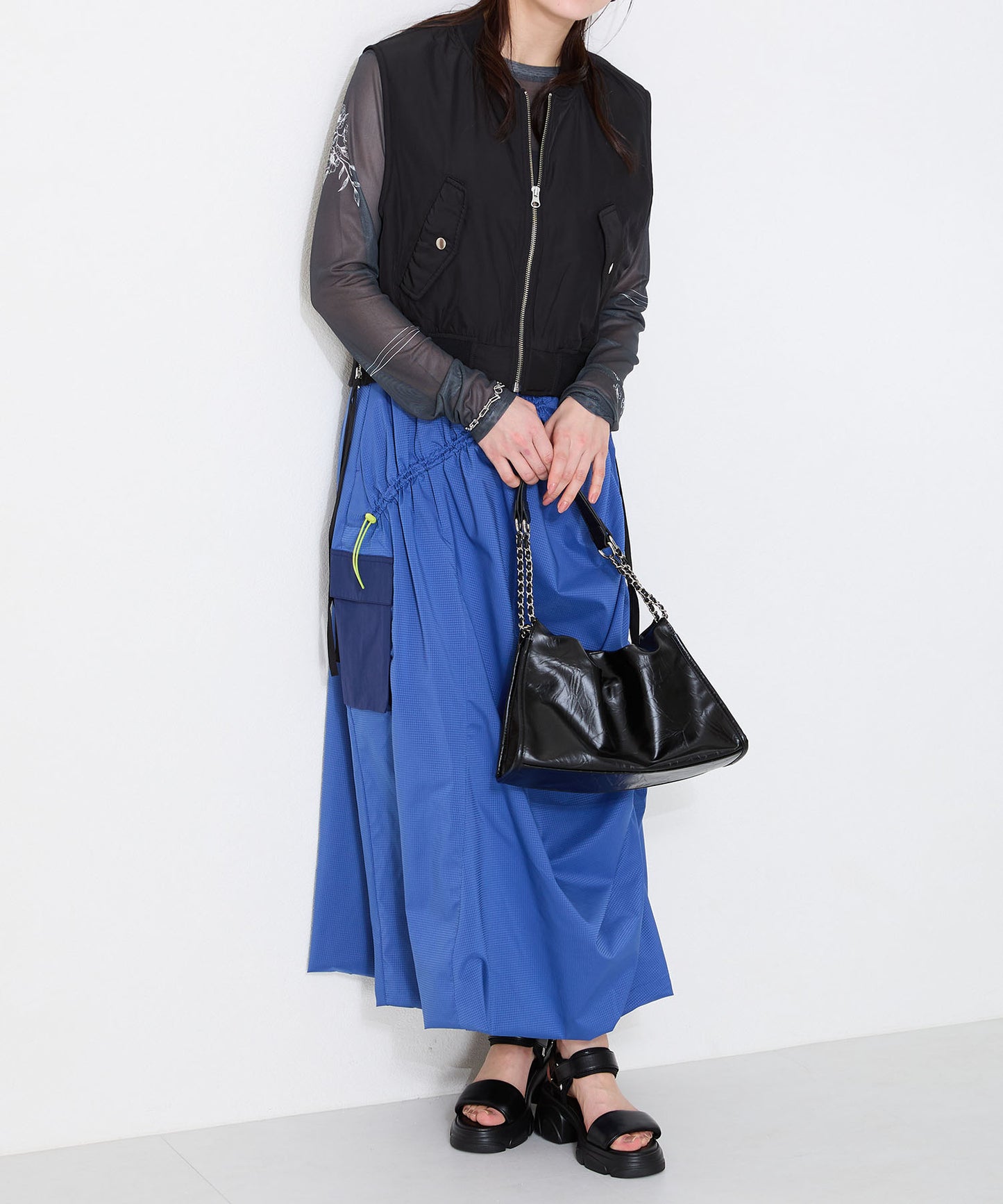 パデットストラップ厚底ヒールサンダル/51207