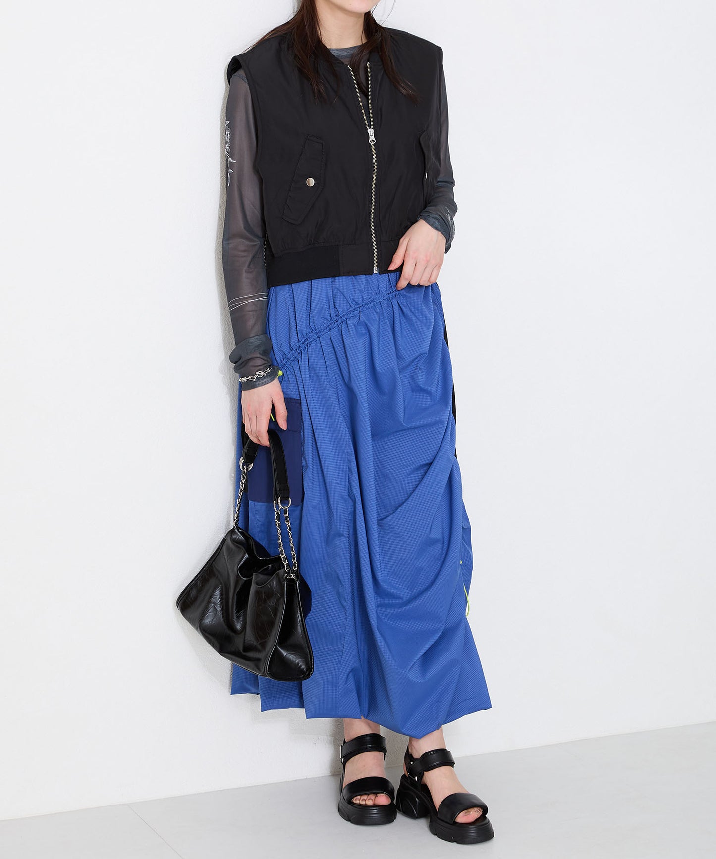 パデットストラップ厚底ヒールサンダル/51207