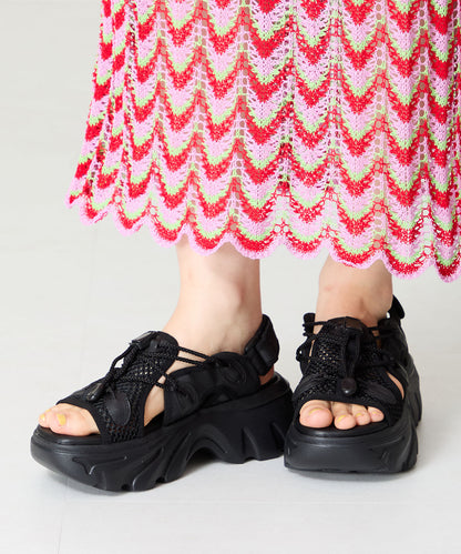 ドローコード×メッシュ厚底サンダル/51210