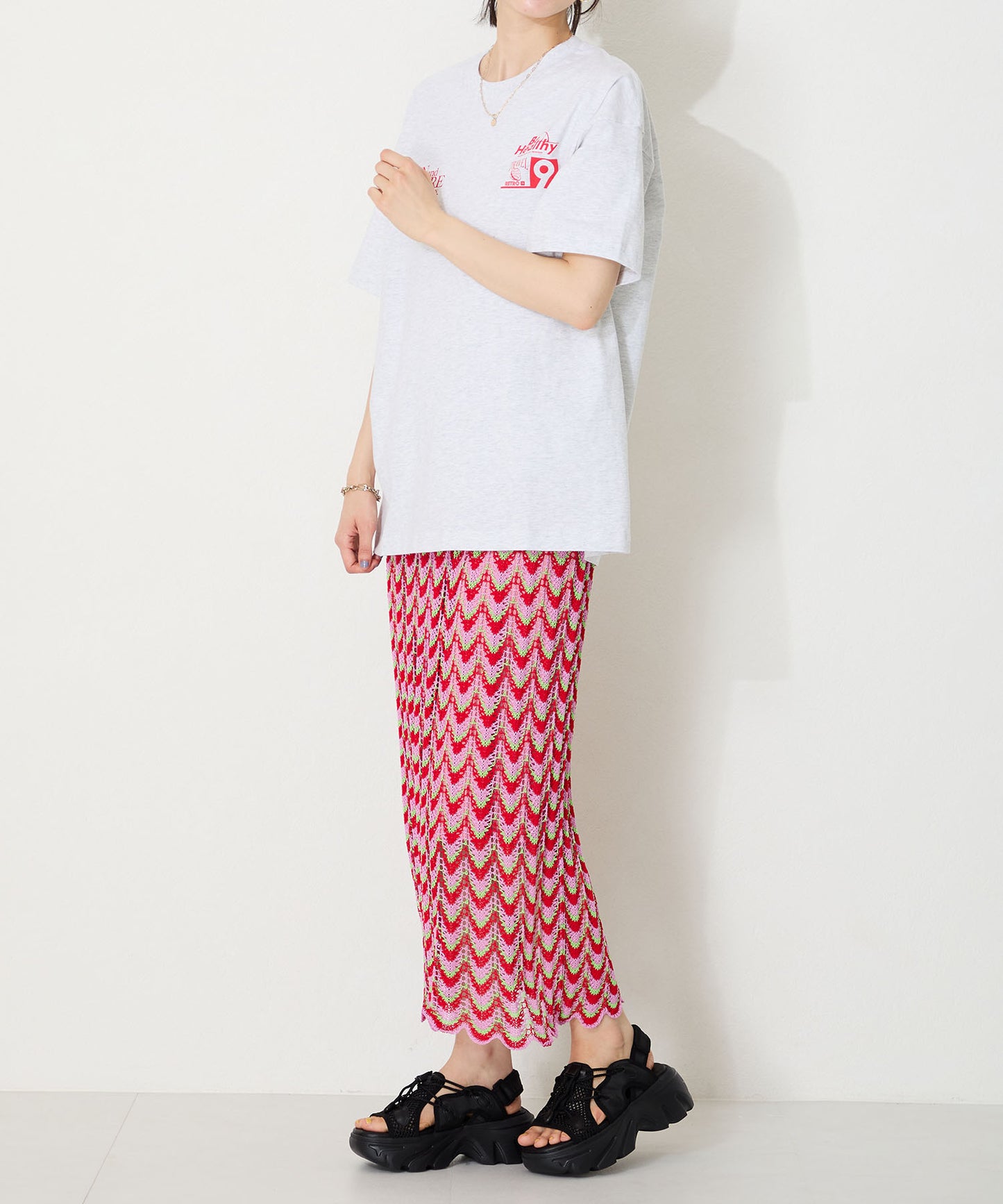 ドローコード×メッシュ厚底サンダル/51210