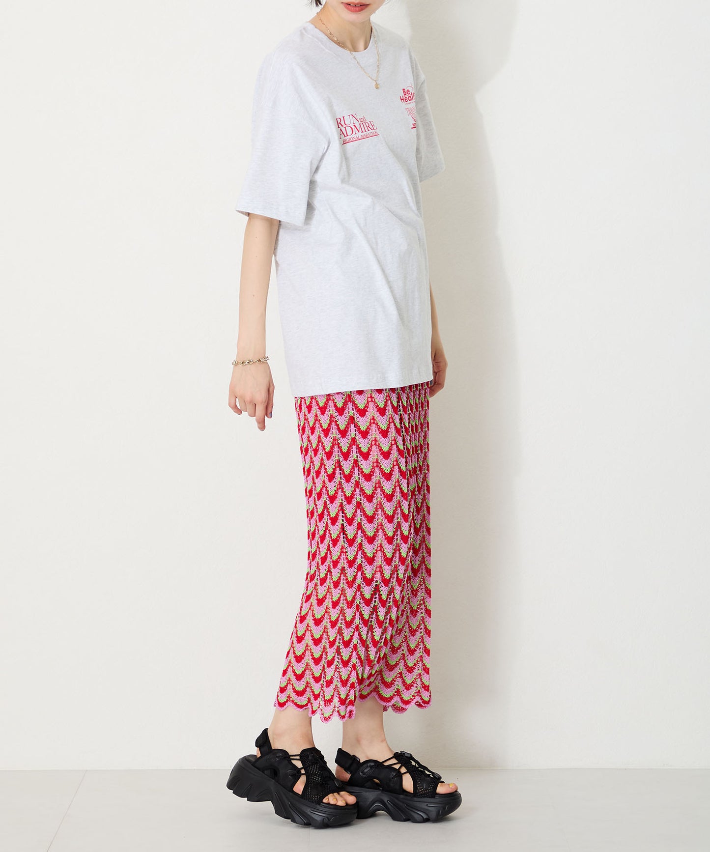 ドローコード×メッシュ厚底サンダル/51210