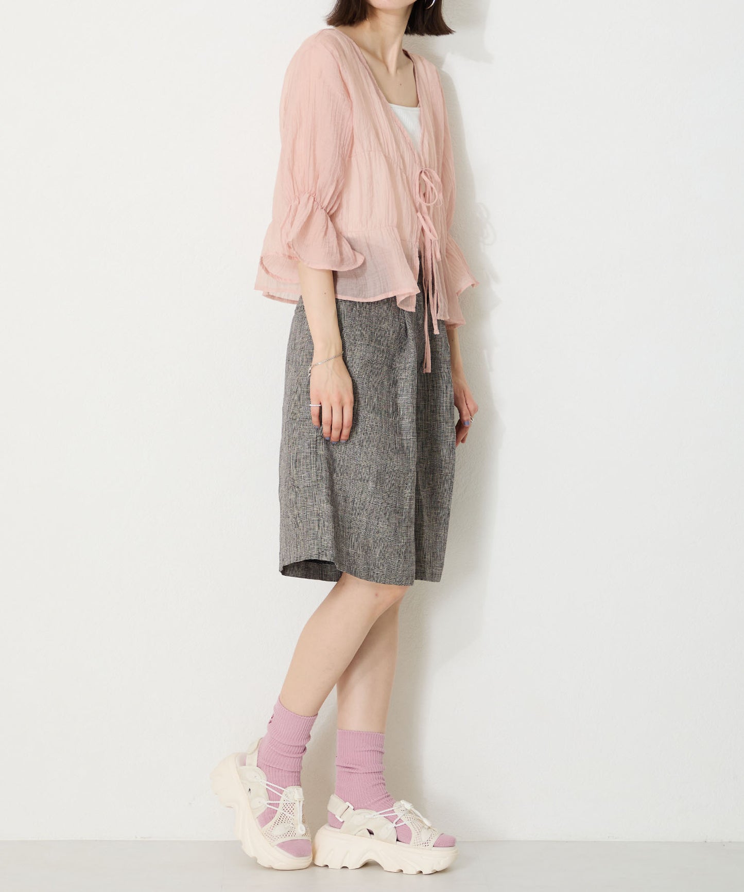 ドローコード×メッシュ厚底サンダル/51210