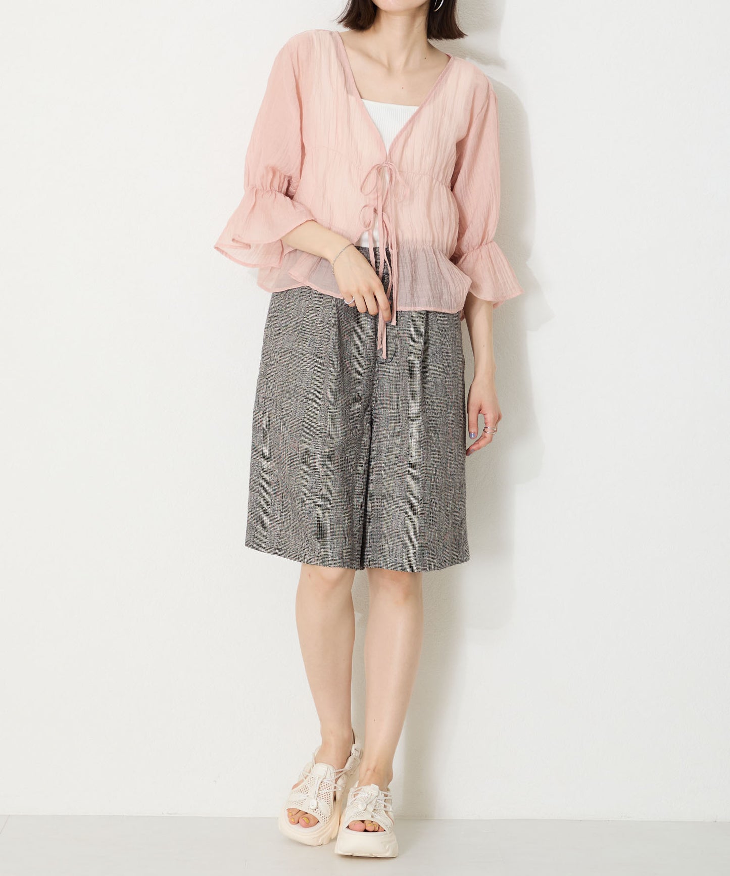 ドローコード×メッシュ厚底サンダル/51210