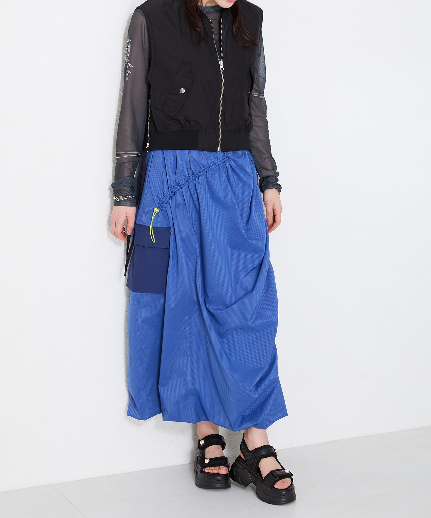 キルティングパールボタン厚底サンダル/51213