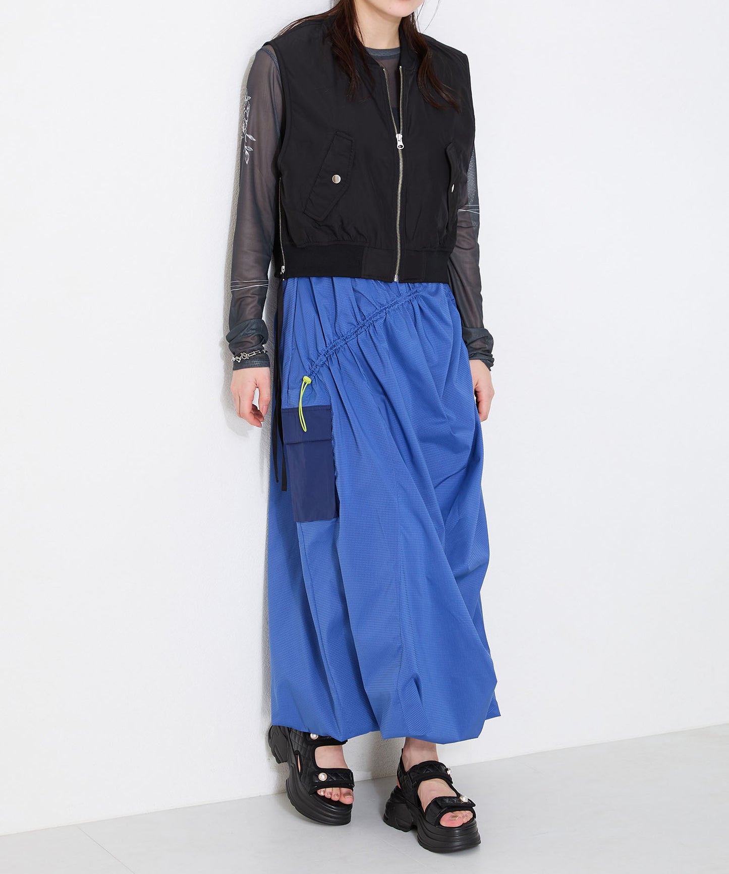 キルティングパールボタン厚底サンダル/51213