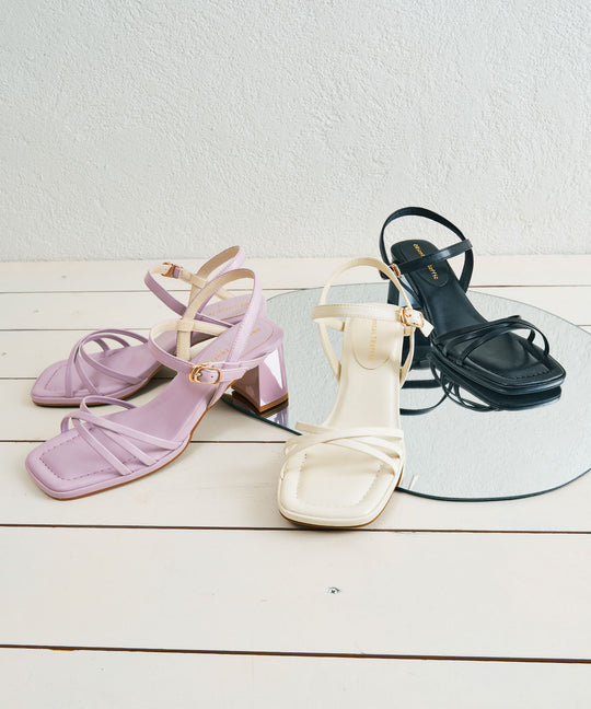 スクエアトゥヒールストラップサンダル/51221