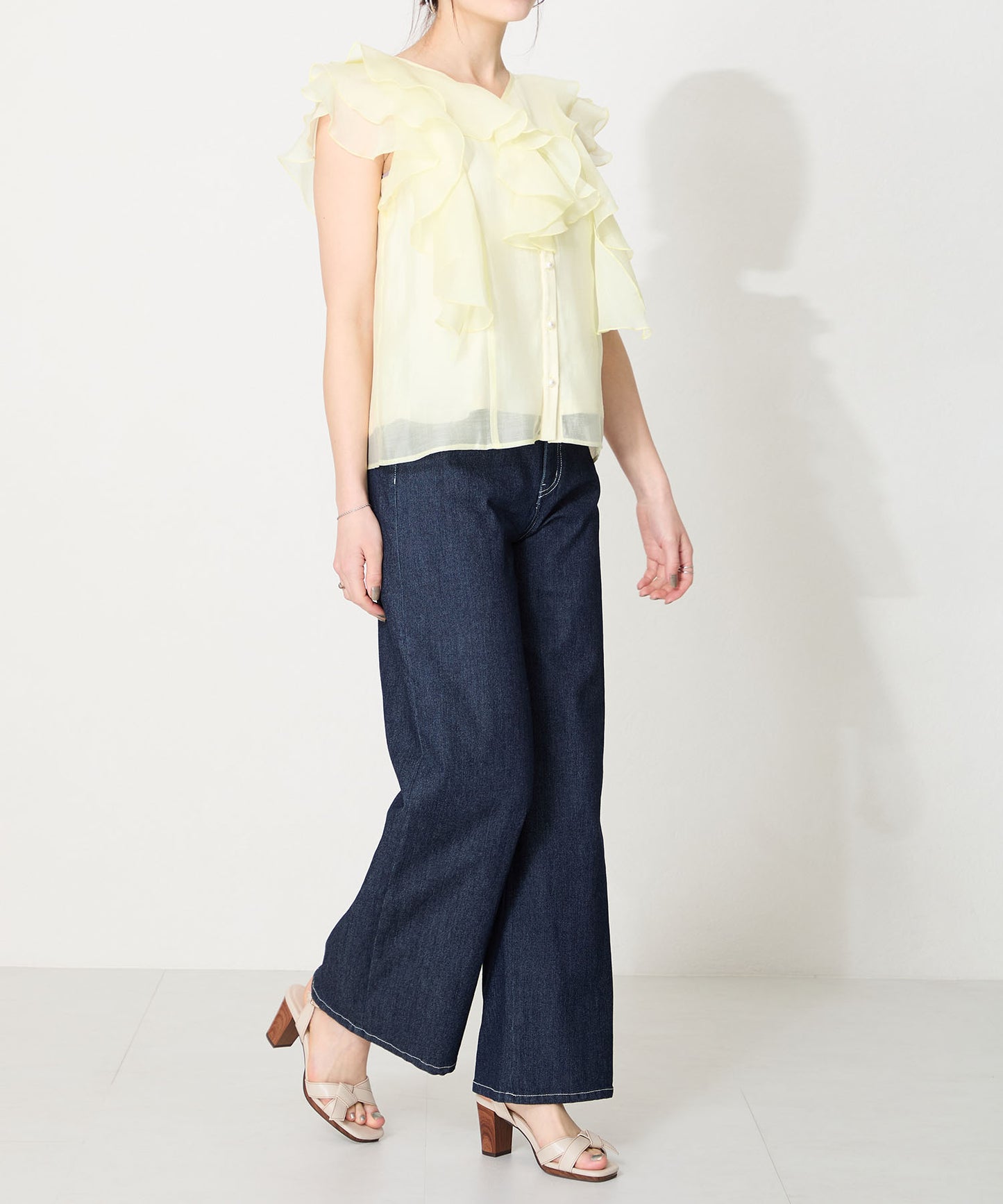 リボンベルトウッドヒールサンダル/51225