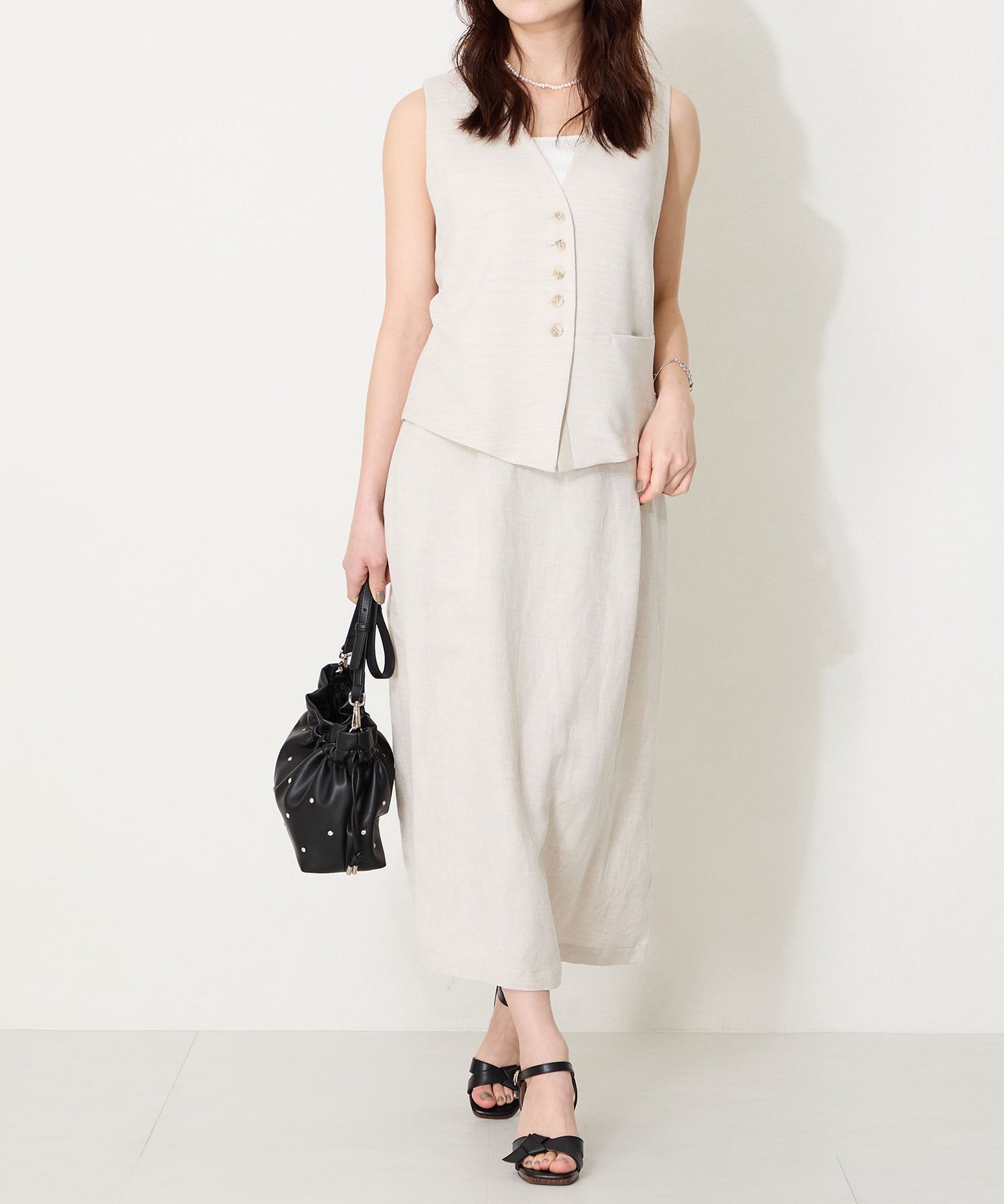 リボンベルトウッドヒールサンダル/51225