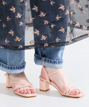 【新色追加】アシンメトリーストラップヒールサンダル/51230