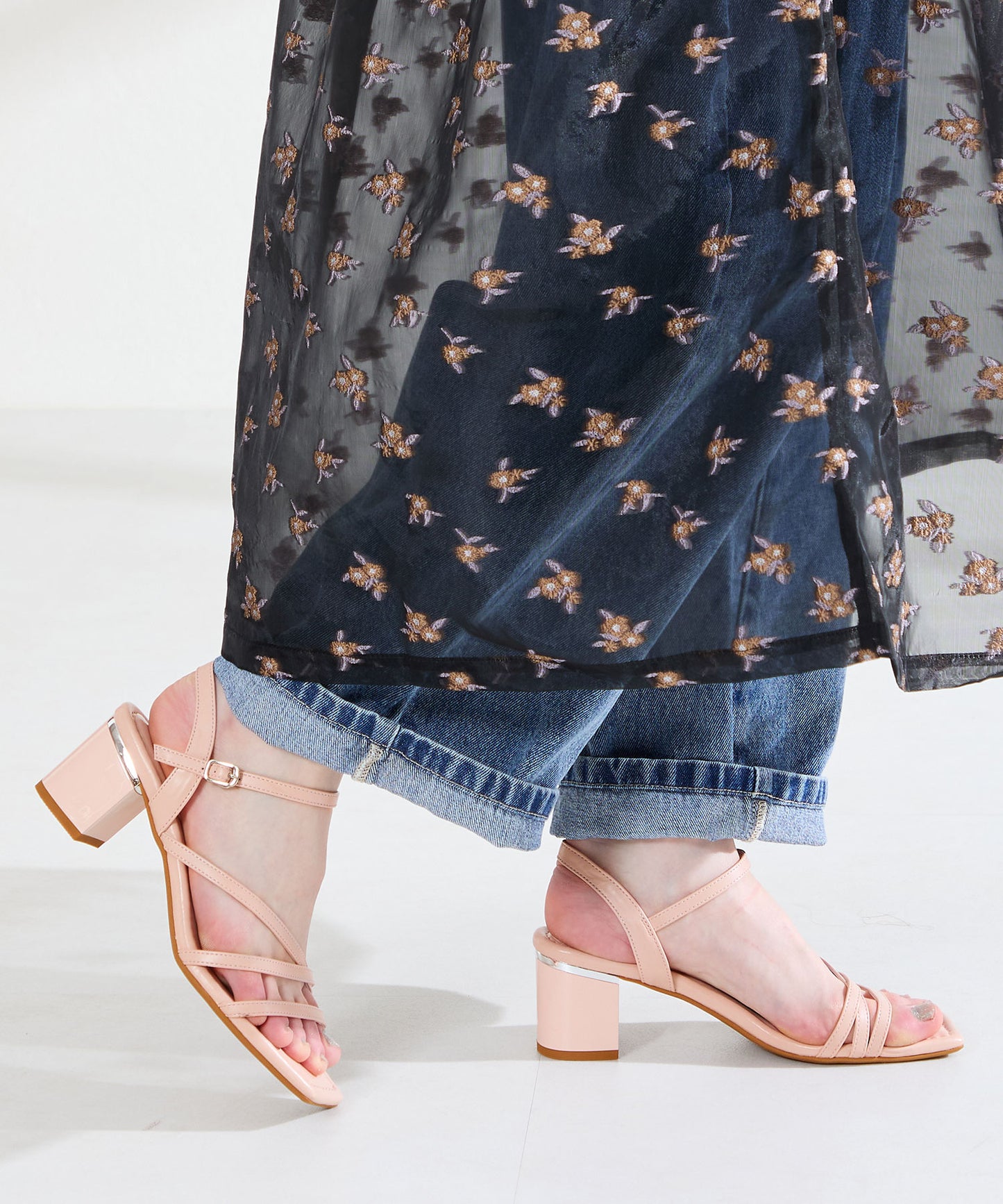 【新色追加】アシンメトリーストラップヒールサンダル/51230