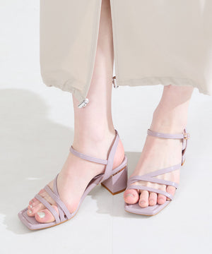 【新色追加】アシンメトリーストラップヒールサンダル/51230