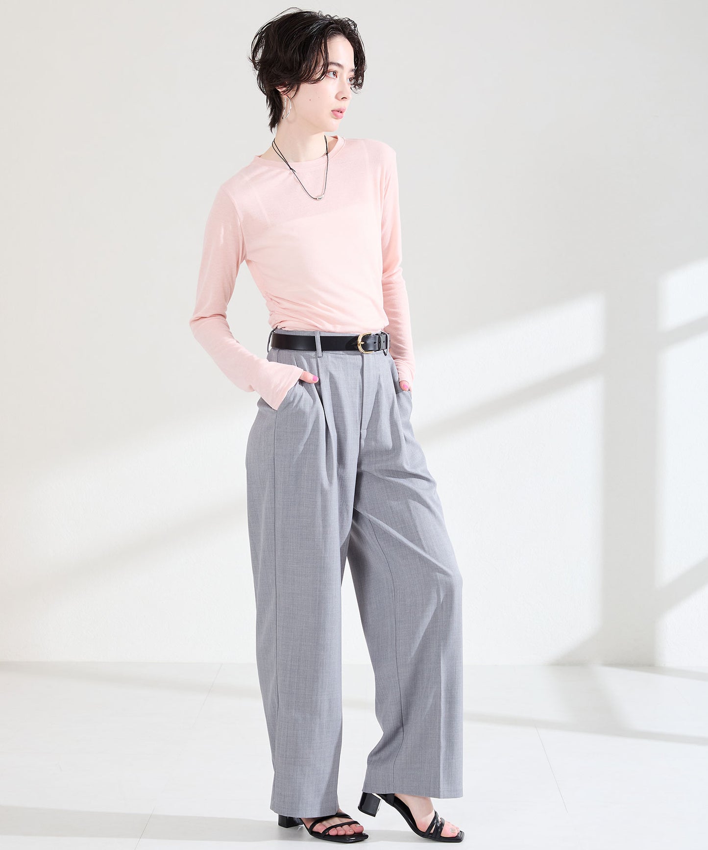 【新色追加】アシンメトリーストラップヒールサンダル/51230