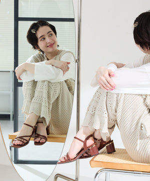 【新色追加】アシンメトリーストラップヒールサンダル/51230