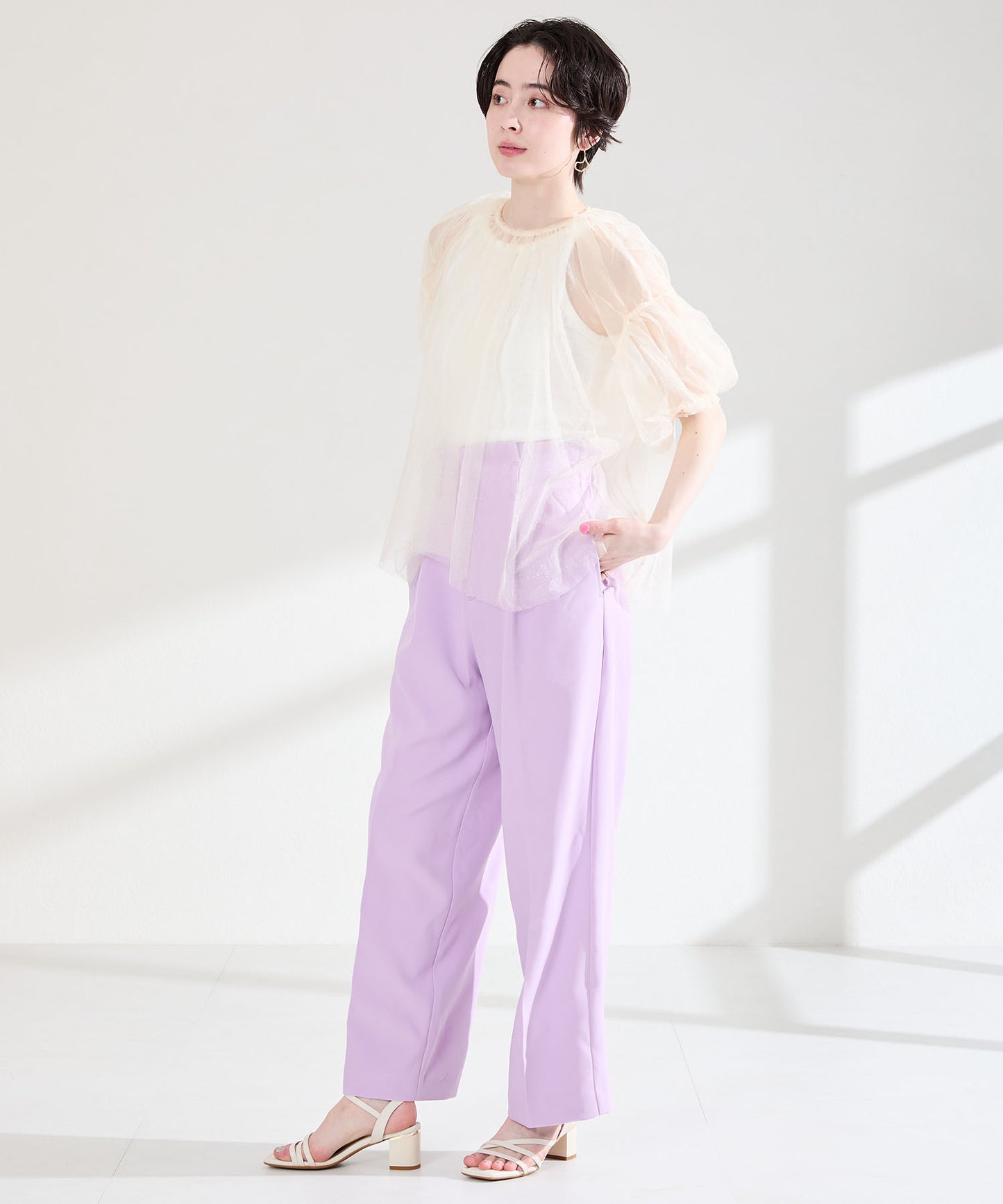 【新色追加】アシンメトリーストラップヒールサンダル/51230