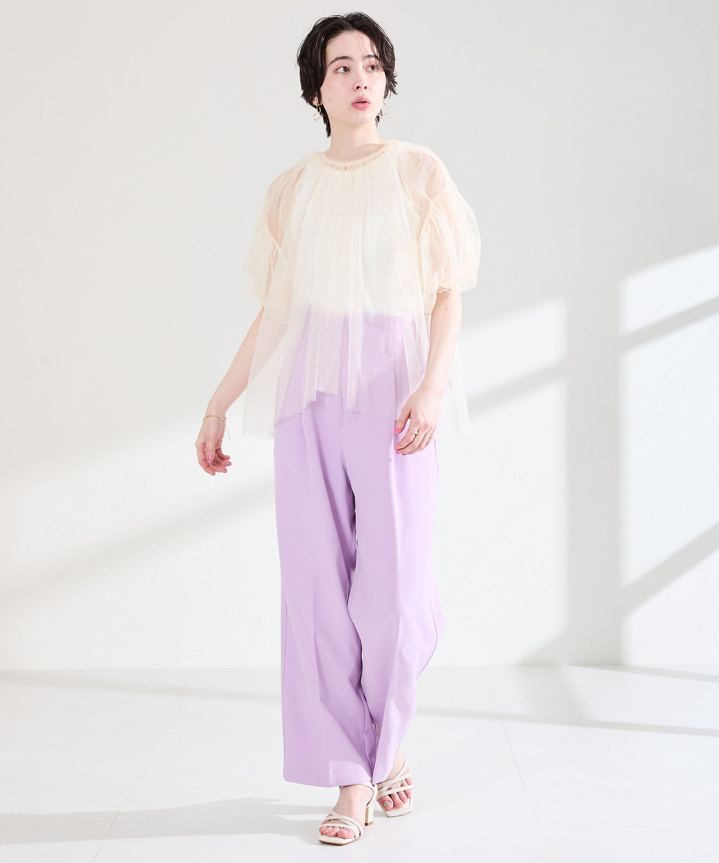 【新色追加】アシンメトリーストラップヒールサンダル/51230