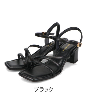 【新色追加】アシンメトリーストラップヒールサンダル/51230