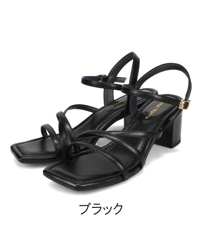 【新色追加】アシンメトリーストラップヒールサンダル/51230