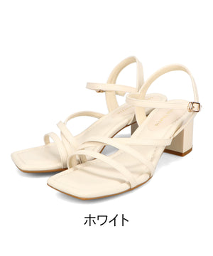 【新色追加】アシンメトリーストラップヒールサンダル/51230