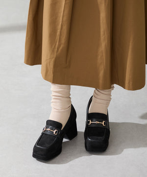 スクエアトゥビットヒールローファー/51324