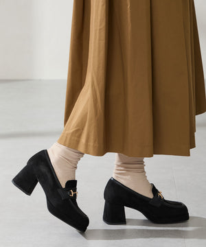 スクエアトゥビットヒールローファー/51324