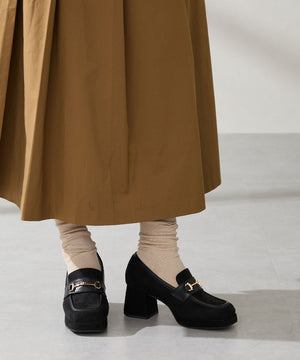 スクエアトゥビットヒールローファー/51324