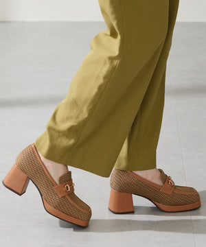 スクエアトゥビットヒールローファー/51324