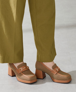 スクエアトゥビットヒールローファー/51324