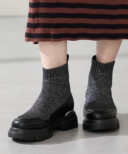 ニットソックスショートブーツ/51416