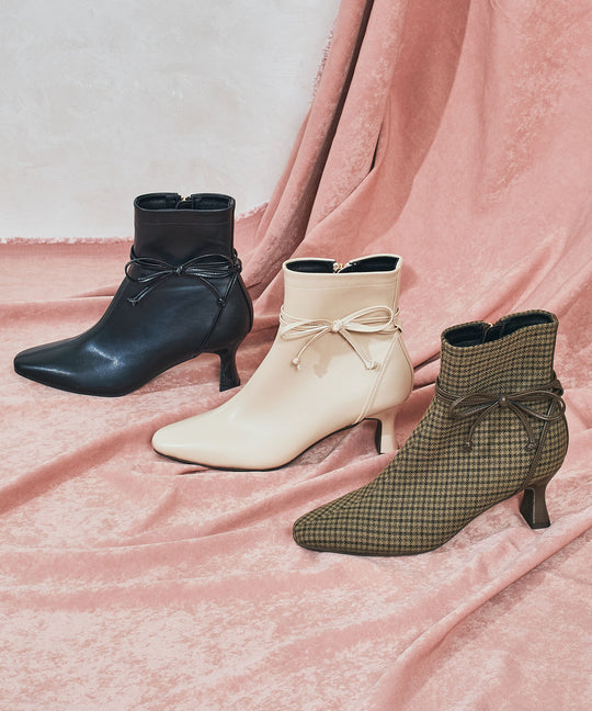 サイドリボンヒールブーツ/51417