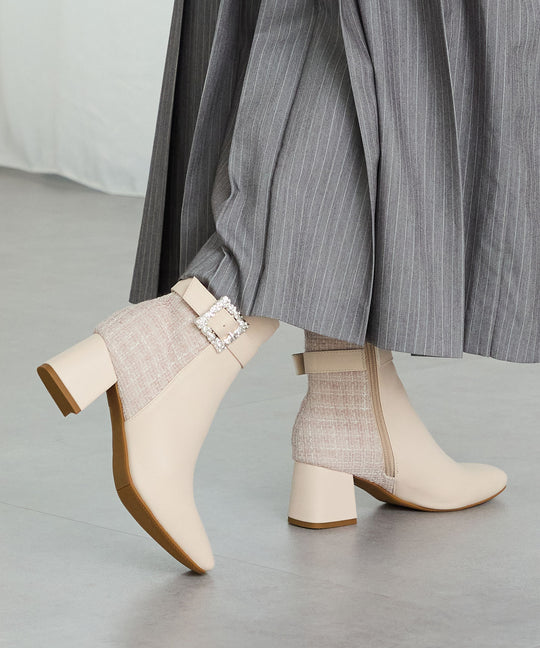 ビジューモチーフ切替ヒールブーツ/51424